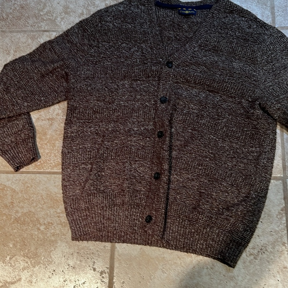Club Room Button Down Cardigan Sweater in Marled Brown. Men’s Sz Large - Picture 3 of 10